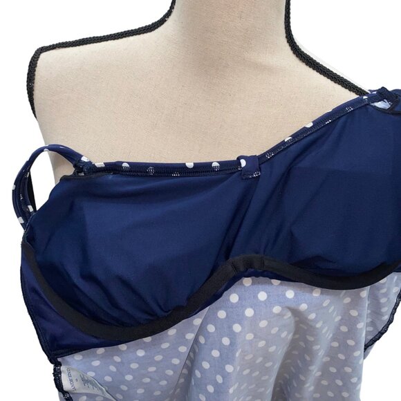 Lands’ End Size 12 Polkadot Swim Tankini Top Underwire - Picture 5 of 7